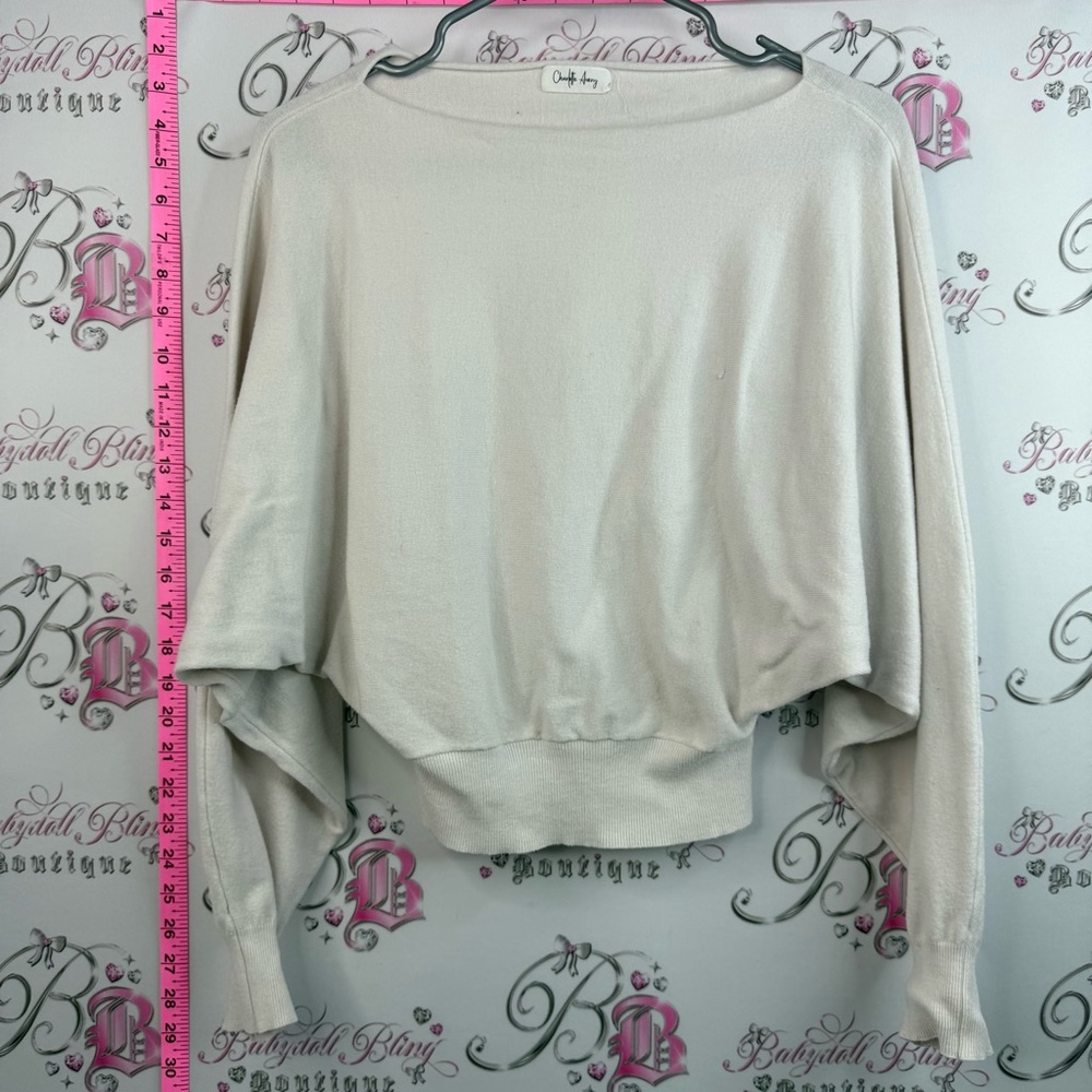 Charlotte Avery sweater pull over soft Cozy Boatneck Dolman Sweatshirt - Cream